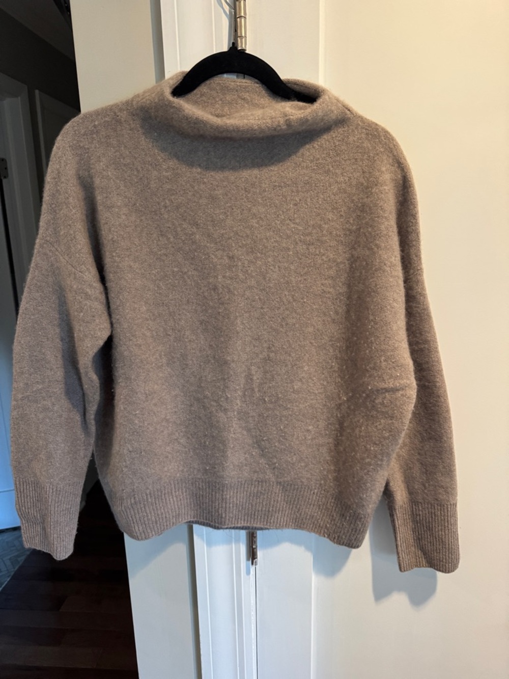 Vince Taupe Brushed Cowl-Neck Sweater